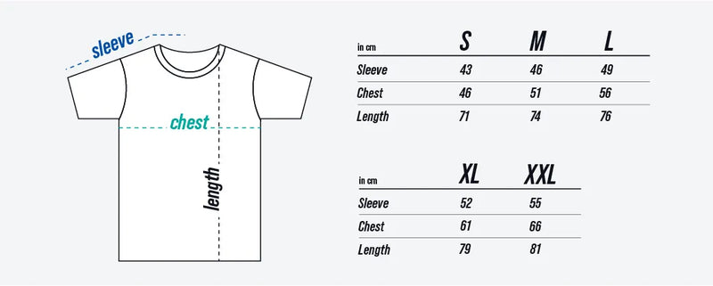 MIAMI Tee size chart