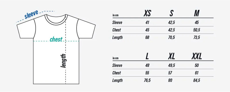 TEQBALL™ Jersey size chart