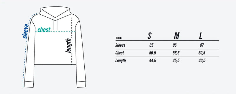 TEQERS™ Cropped Hoodie size chart