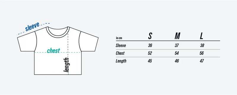 TEQERS™ Cropped Tee size chart