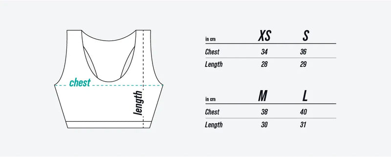 TEQERS™ Sports Bra size chart