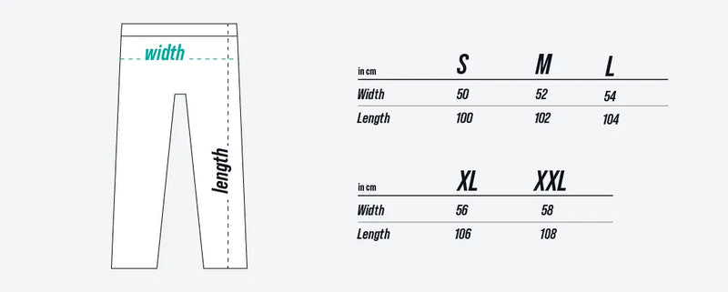 TEQERS™ Sweatpants size chart