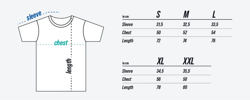 TEQSPORTS™ Story Tee size chart