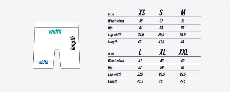 TEQBALL™ Training Shorts size chart