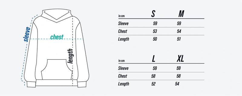 TEQERS™ Hoodie - Black '24 size chart