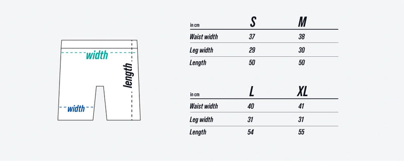 TEQERS™ Shorts size chart